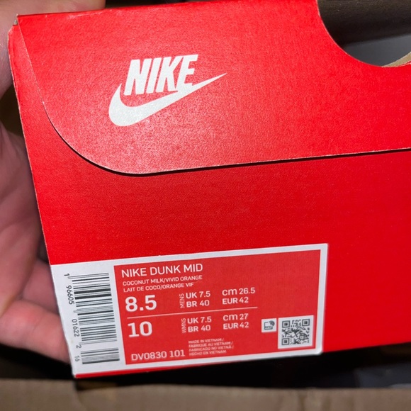 Nike Dunk Mid “ Coconut Milk Plum Orange “ Mens Sneakers. - Picture 7 of 7